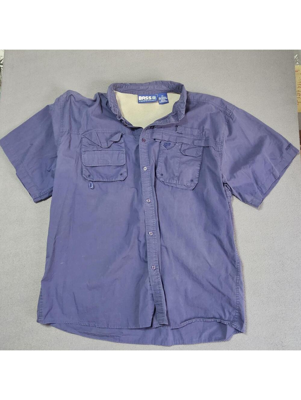 Bass Competition XXL Navy Blue Fishing Shirt Lightweight Breathable Cotton